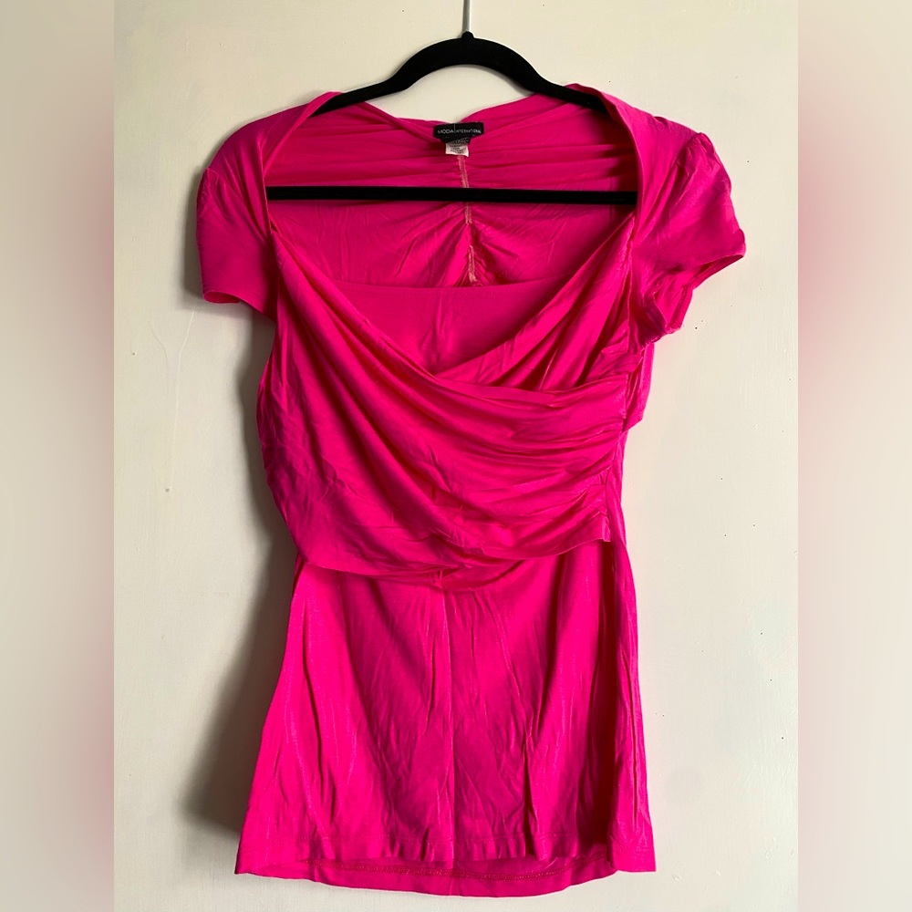 Hot pink cutout back shirt